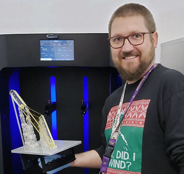 Peter Edwards with a NXE 400 3D Printer